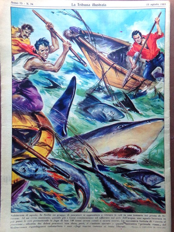La Tribuna Illustrata 25 Agosto 1963 Hepburn Tracy Morgan Yvonne …