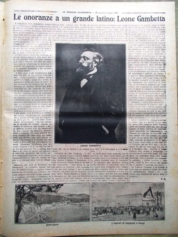 La Tribuna Illustrata 25 Aprile 1920 Leone Gambetta Croce Rossa …