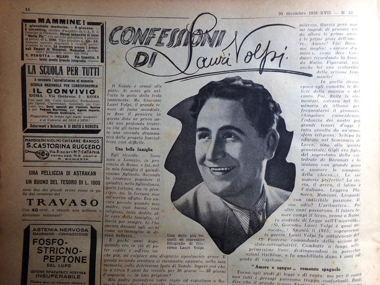 La Tribuna Illustrata 25 Dicembre 1938 Lauri Volpi Odori Russi …