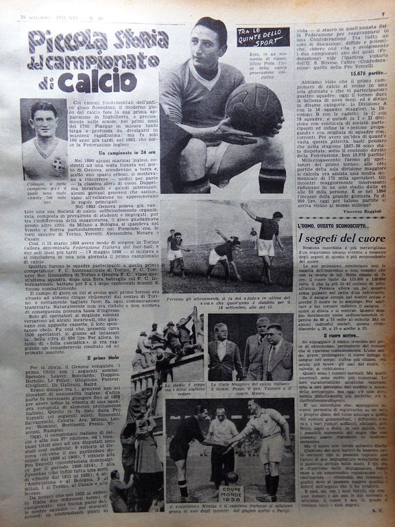 La Tribuna Illustrata 25 Settembre 1938 Caselotti Creti Monza Campionato …