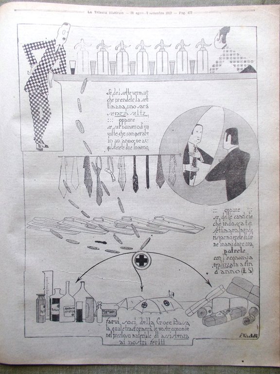 La Tribuna Illustrata 26 Agosto 1917 WW1 Miseria in Germania …