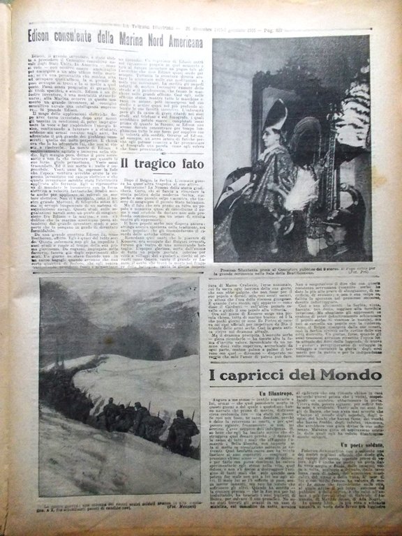 La Tribuna Illustrata 26 Dicembre 1915 WW1 Salonicco Edison Bezzecca …