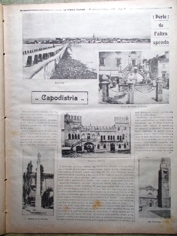 La Tribuna Illustrata 26 Gennaio 1919 Capodistria Eva Rodin Trittico …