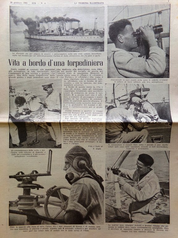 La Tribuna Illustrata 26 Gennaio 1941 WW2 Torpediniera Profumo Nardini …