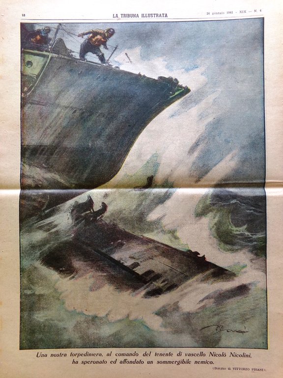 La Tribuna Illustrata 26 Gennaio 1941 WW2 Torpediniera Profumo Nardini …