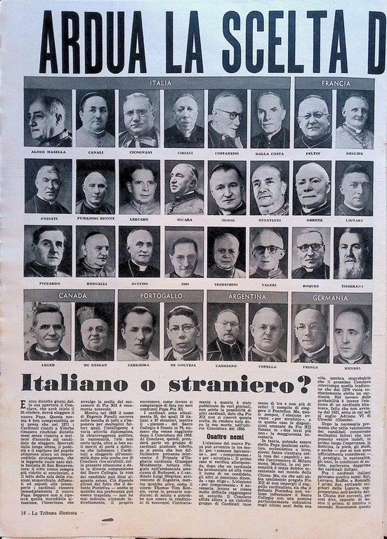 La Tribuna Illustrata 26 ottobre 1958 Morte di Papa Pio …