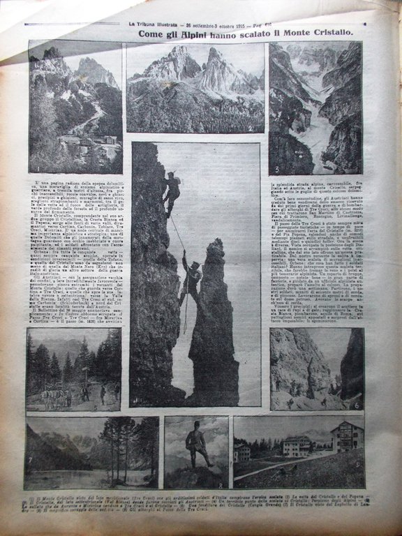 La Tribuna Illustrata 26 Settembre 1915 WW1 Adige Tobiaco Monte …