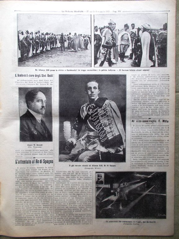 La Tribuna Illustrata 27 Aprile 1913 Attentato Re Spagna Toltechi …