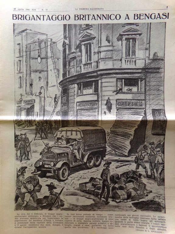 La Tribuna Illustrata 27 Aprile 1941 WW2 Briganti Bengasi Maglie …