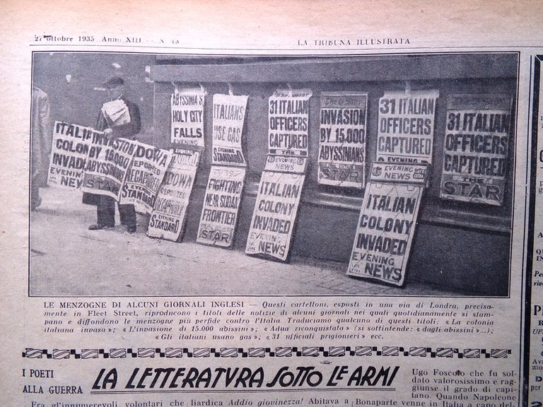 La Tribuna Illustrata 27 Ottobre 1935 Conquista Tigrai Marinetti Sanzioni …