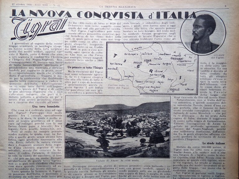 La Tribuna Illustrata 27 Ottobre 1935 Conquista Tigrai Marinetti Sanzioni …