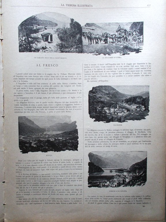 La Tribuna Illustrata 28 Agosto 1892 Engadina Saint-Moritz Livorno Vita …