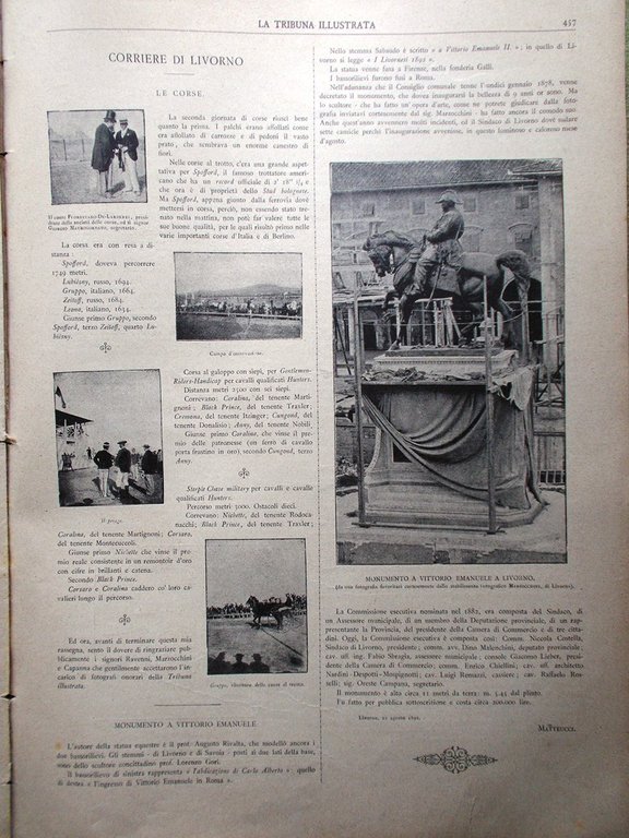 La Tribuna Illustrata 28 Agosto 1892 Engadina Saint-Moritz Livorno Vita …