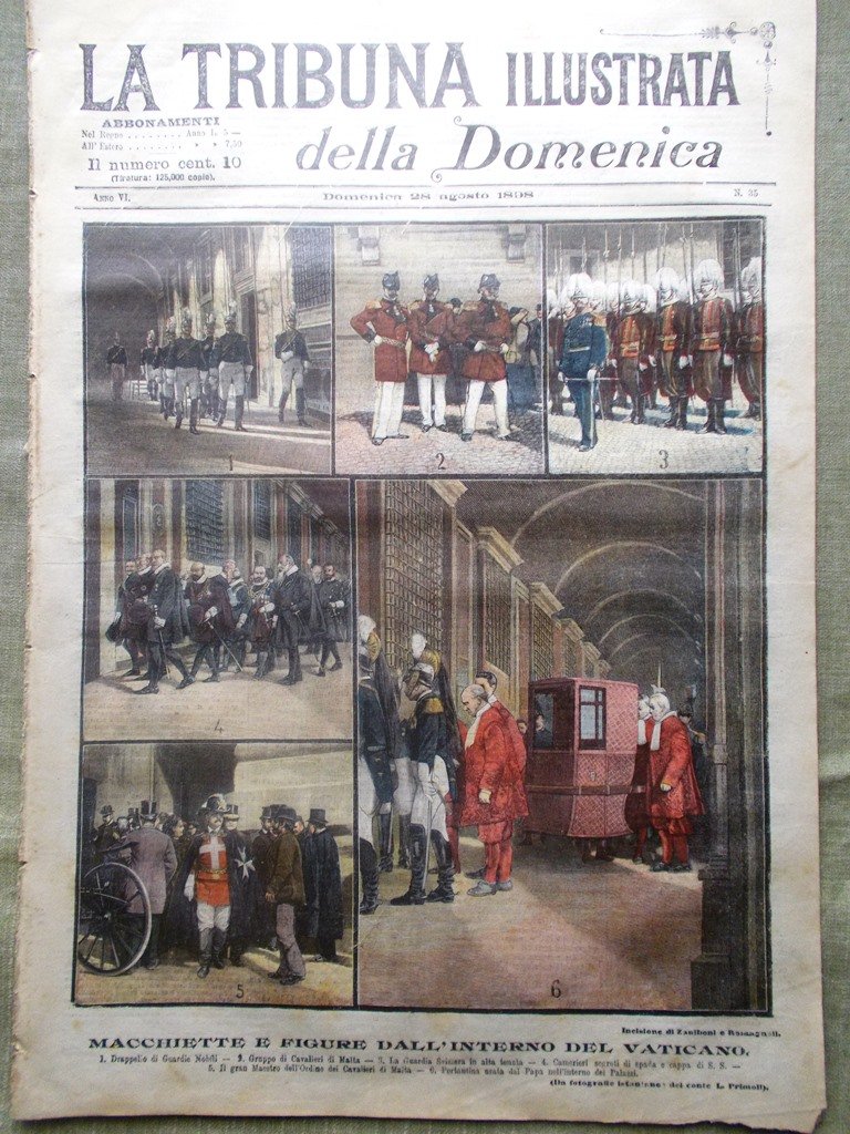 La Tribuna Illustrata 28 Agosto 1898 Figure Vaticano Martino Ceresa …