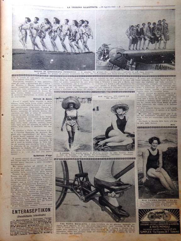 La Tribuna Illustrata 28 Agosto 1927 Bicicletta Turati Sedia Elettrica …