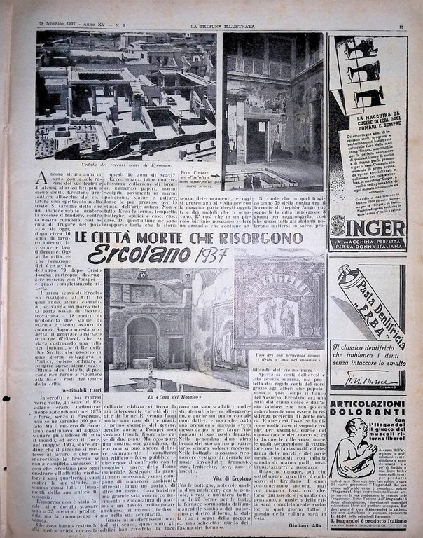 La Tribuna Illustrata 28 Febbraio 1937 Ercolano Vittorio Emanuele Rossi …