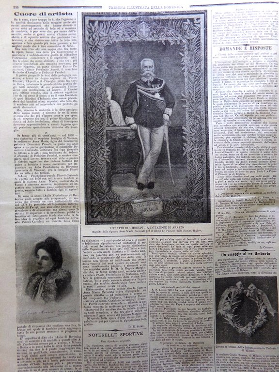 La Tribuna Illustrata 28 Luglio 1901 Custoza Monza Ritratto Re …