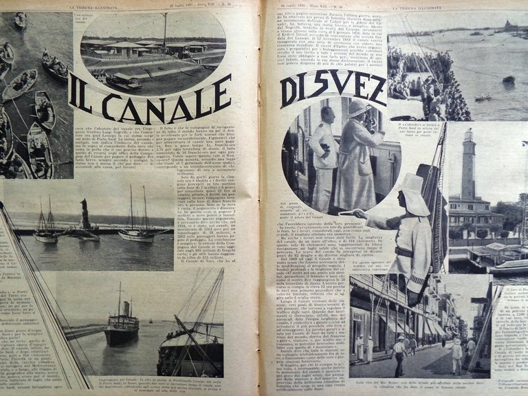 La Tribuna Illustrata 28 Luglio 1935 Canale Suez Dreyfus Pacinotti …
