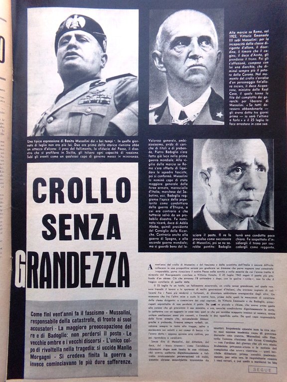 La Tribuna Illustrata 28 Luglio 1963 Crollo Fascismo Duckwitz Liston …