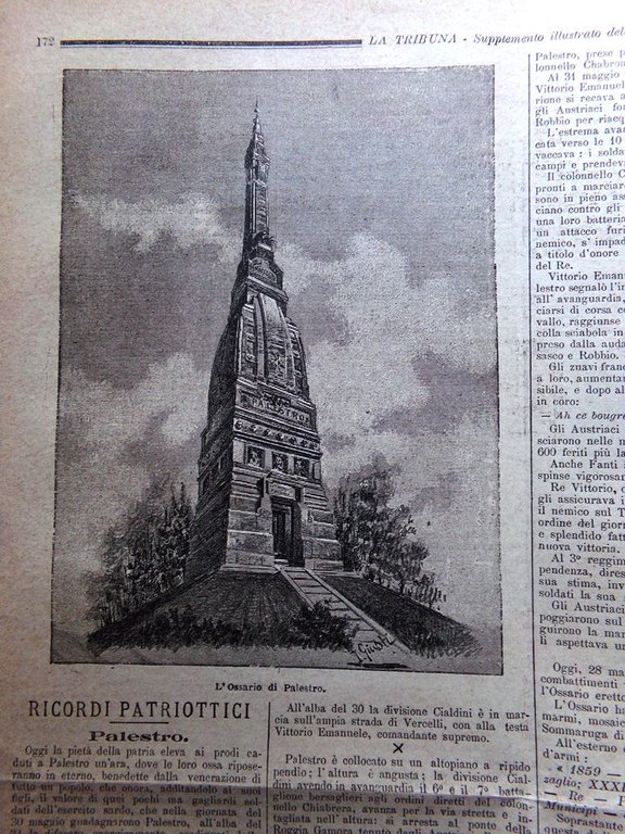 La Tribuna Illustrata 28 Maggio 1893 Jacob Moleschott Palestro Bicicletta …