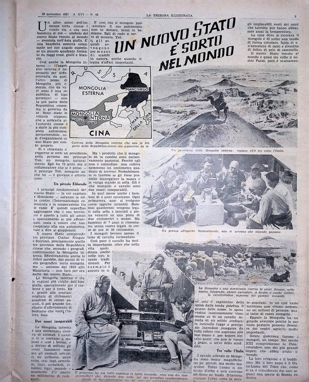 La Tribuna Illustrata 28 Novembre 1937 Mongolia Isola Diavolo Moda …