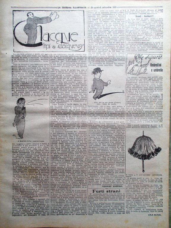 La Tribuna Illustrata 29 Agosto 1920 Ombrelli Curlandia Colonia Nettuno …