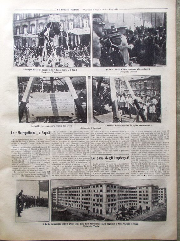 La Tribuna Illustrata 29 Giugno 1913 Monumenti Parigi Metro Napoli …