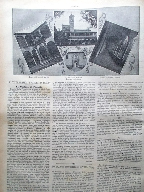 La Tribuna Illustrata 29 Maggio 1904 Certosa Farneta Cerignola Romagnoli …