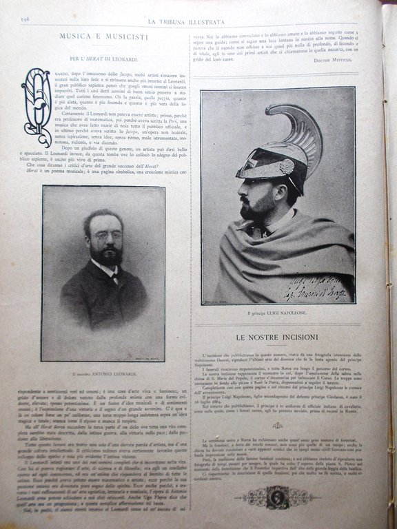 La Tribuna Illustrata 29 Marzo 1891 Funerali Napoleone Leonardi Villa …
