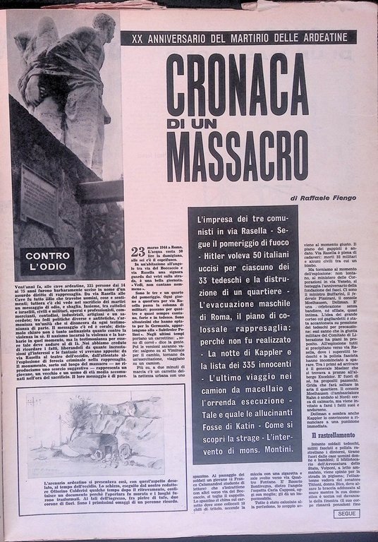 La Tribuna Illustrata 29 Marzo 1964 Fosse Ardeatine Tharanat Stalin …