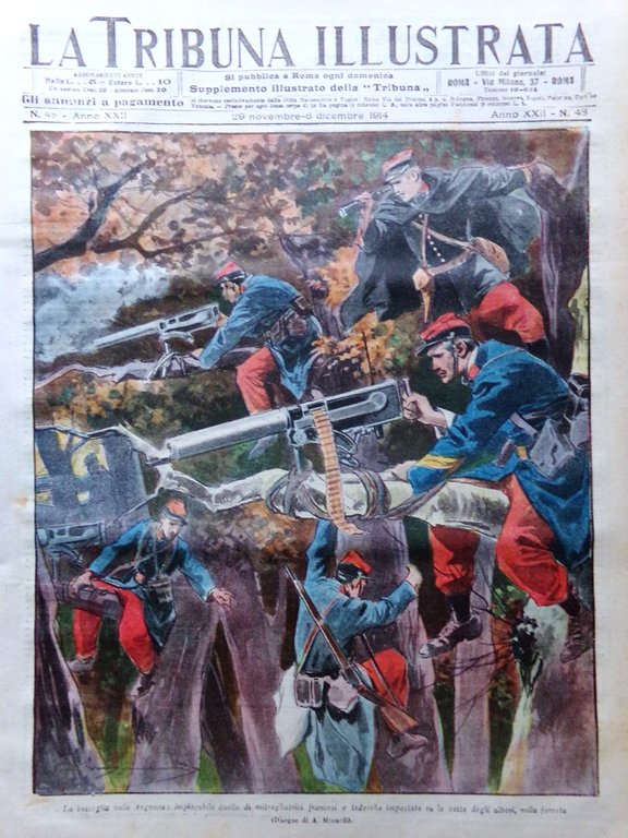 La Tribuna Illustrata 29 Novembre 1914 WW1 Battaglia Argonne Roberts … | Immagine Gallery 1