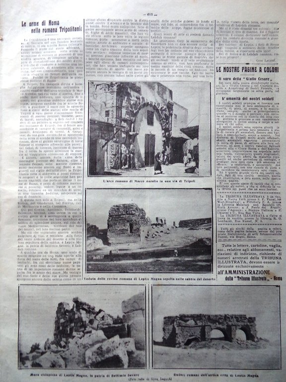 La Tribuna Illustrata 29 Ottobre 1911 Varo Giulio Cesare Tripoli …