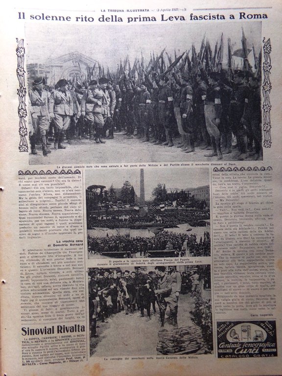 La Tribuna Illustrata 3 Aprile 1927 Leva Fascista Mistinguett Castagna …