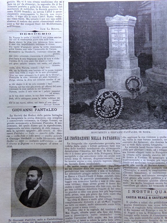 La Tribuna Illustrata 3 Dicembre 1899 Pantaleo Inondazioni Patagonia Alberi …