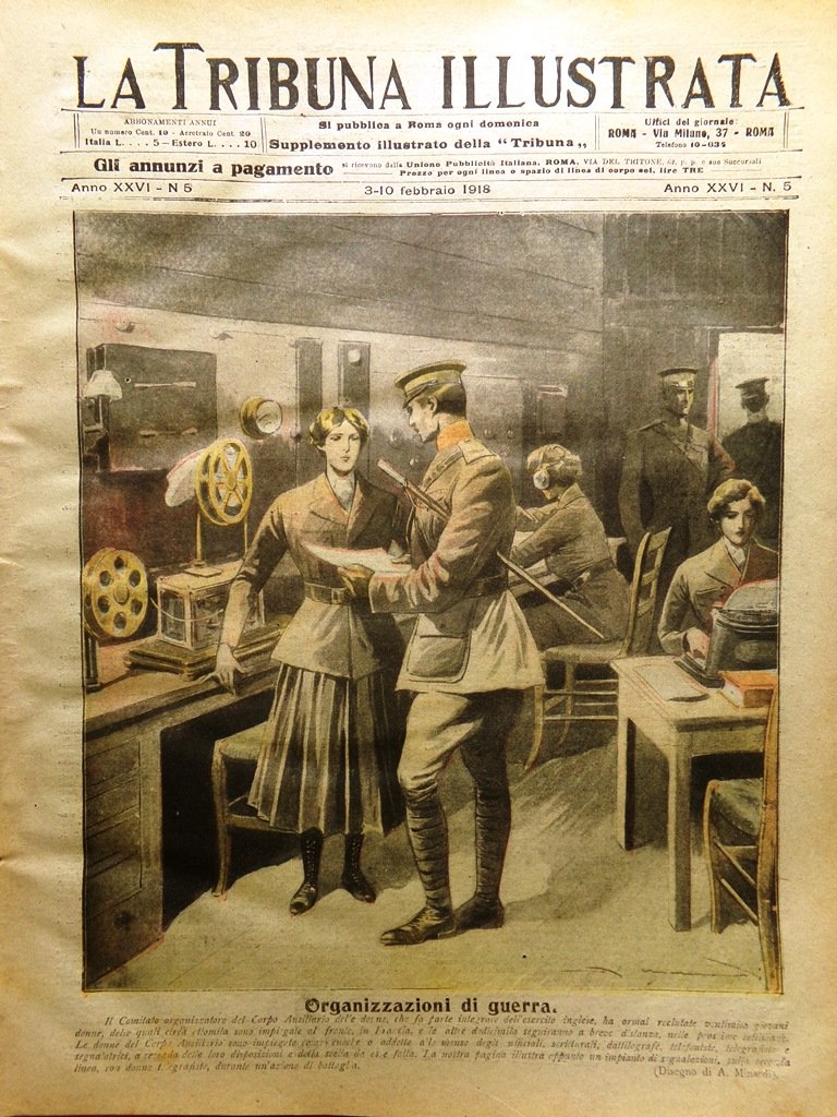 La Tribuna Illustrata 3 Febbraio 1918 WW1 Donne Soldato Orlando … | Immagine principale