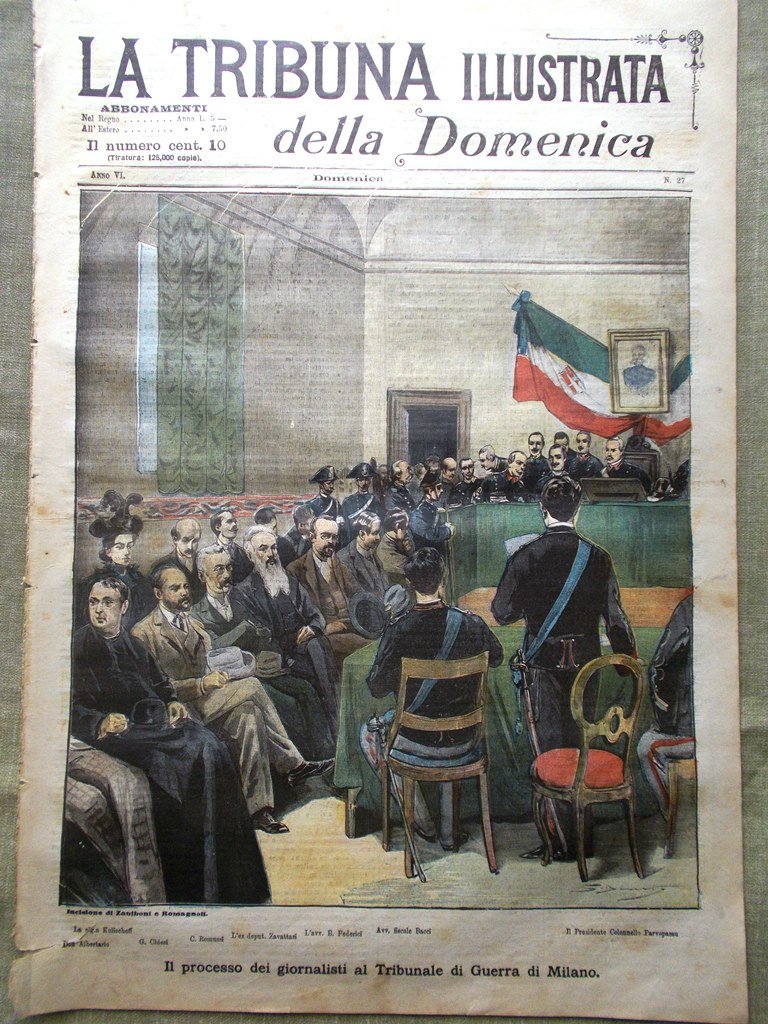 La Tribuna Illustrata 3 Luglio 1898 Giornalisti Processo Mistificatori Carrara