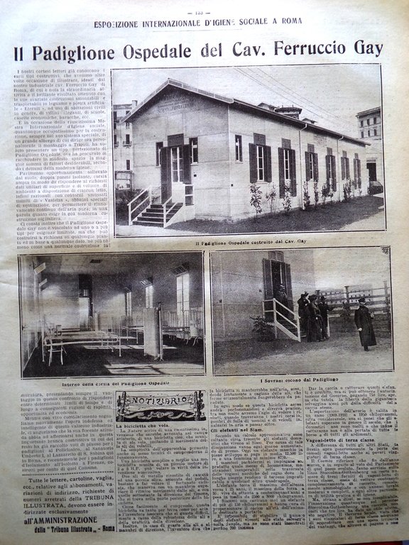 La Tribuna Illustrata 3 Marzo 1912 Ospedale Ferruccio Gay Roma …