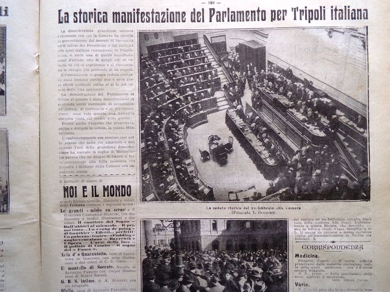 La Tribuna Illustrata 3 Marzo 1912 Ospedale Ferruccio Gay Roma …