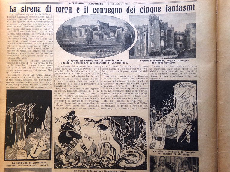 La Tribuna Illustrata 30 Agosto 1925 Fantasmi Marconi Nordio Regina …