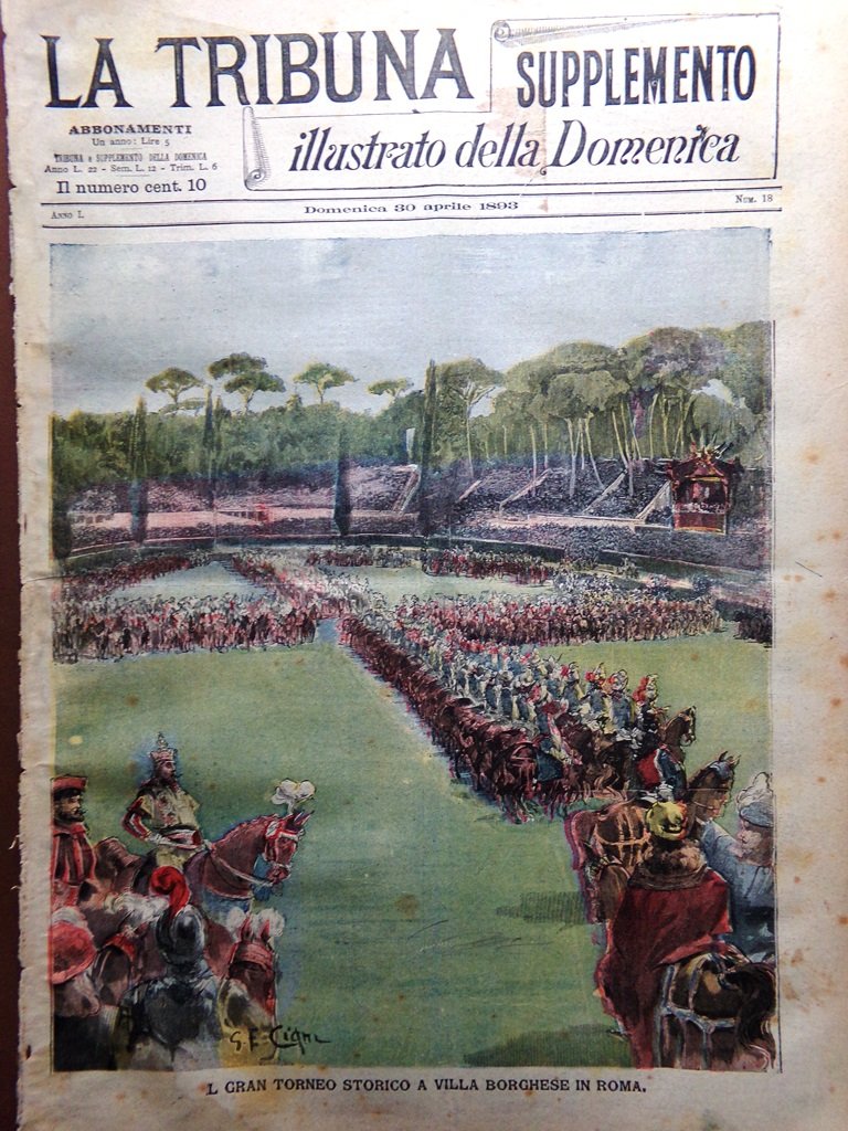 La Tribuna Illustrata 30 Aprile 1893 Torneo Villa Borghese Sovrani …