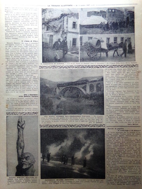 La Tribuna Illustrata 30 Gennaio 1927 Terremoto Albania Ward Holmquist …