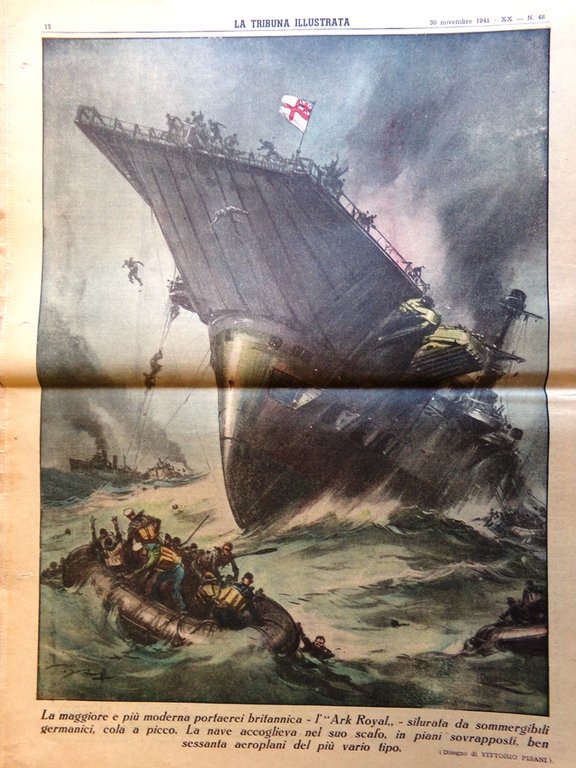 La Tribuna Illustrata 30 Novembre 1941 WW2 HMS Ark Royal …