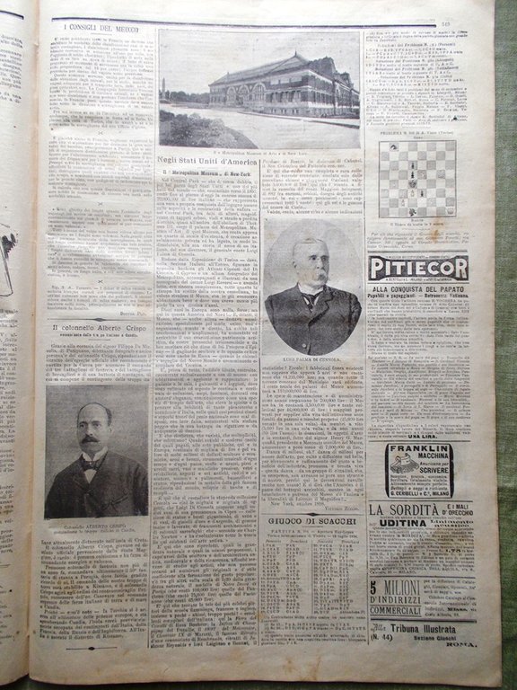 La Tribuna Illustrata 30 Ottobre 1898 Metropolitan Museum Palma Cesnola …