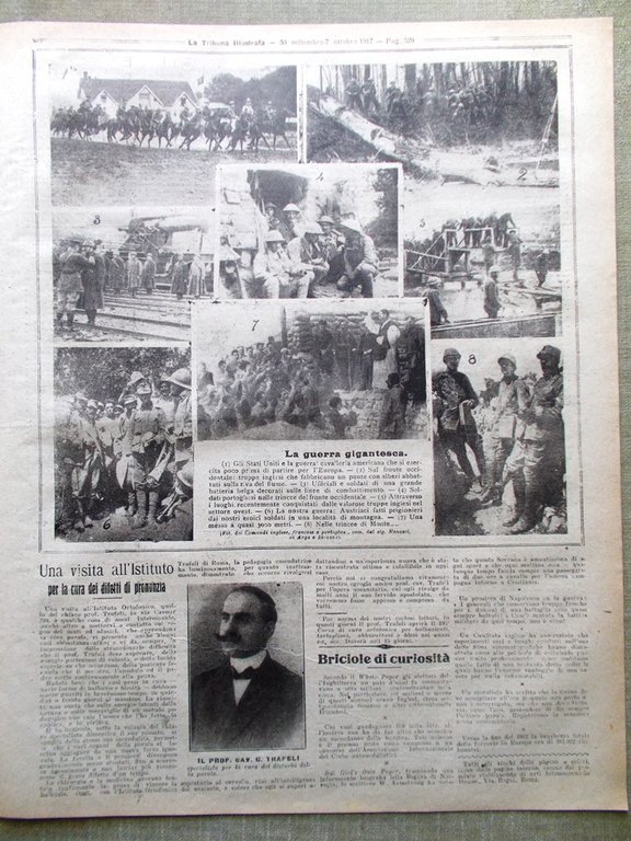 La Tribuna Illustrata 30 Settembre 1917 WW1 Edison Hermada Stati …