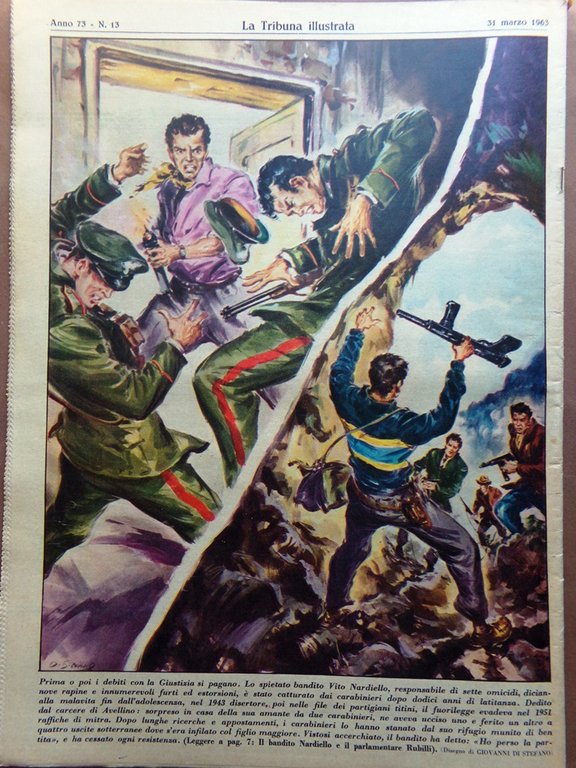 La Tribuna Illustrata 31 Marzo 1963 Bersaglieri Nardiello Sharif Sordomuti …