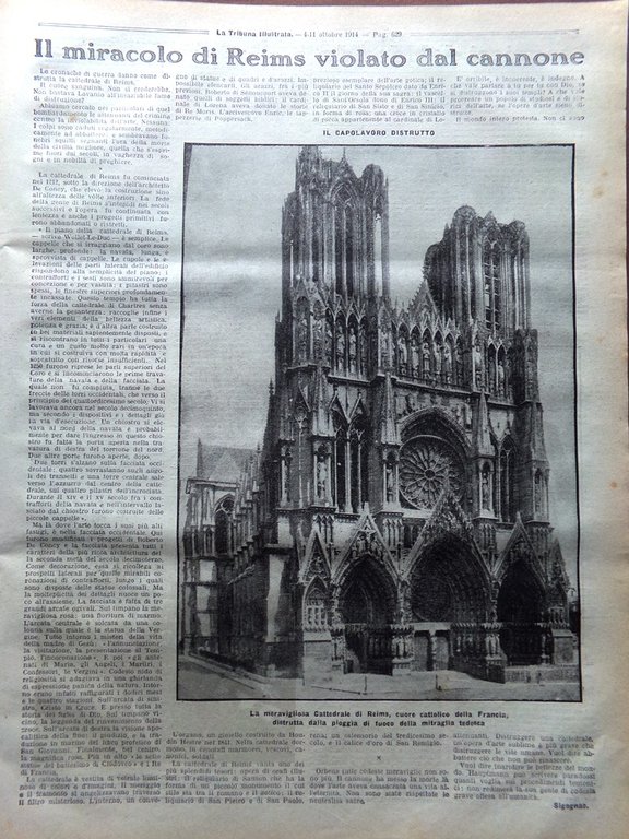 La Tribuna Illustrata 4 Ottobre 1914 WW1 Occupazione Liegi Reims …