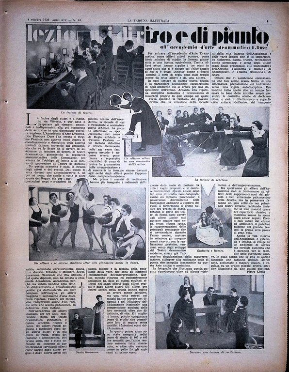 La Tribuna Illustrata 4 Ottobre 1936 Accademia Duse Italiane in …