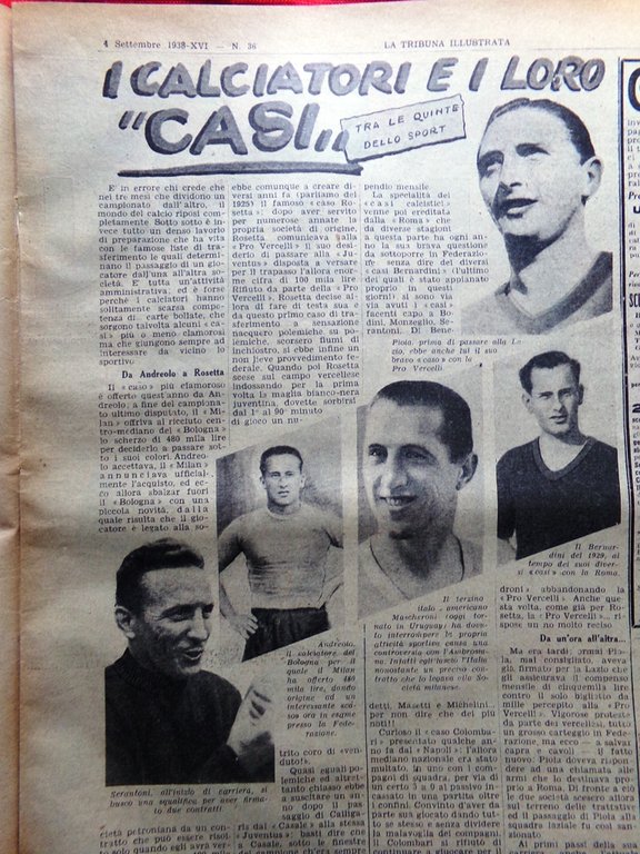 La Tribuna Illustrata 4 Settembre 1938 Sumo Barbarossa Cinecittà Calciatori …