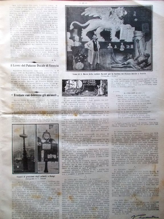 La Tribuna Illustrata 5 Febbraio 1911 Telefonografo Protezione Animali Calisse
