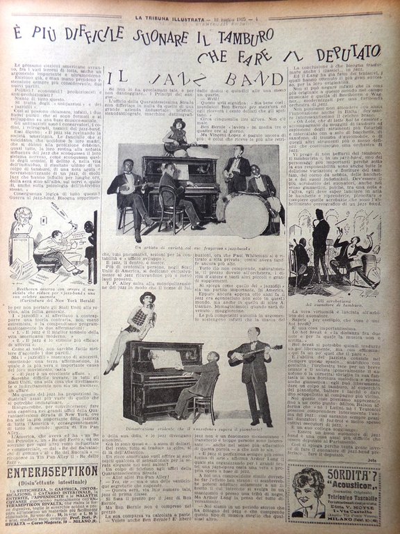 La Tribuna Illustrata 5 Luglio 1925 Napoli-Salerno Savoia Ederle Jazz …